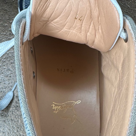 Christian Louboutin Denim and Silver Studded Sneakers - Picture 8 of 8